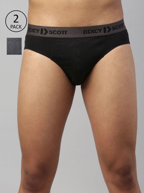 dixcy scott maximus black & charcoal mel cotton regular fit briefs - pack of 2