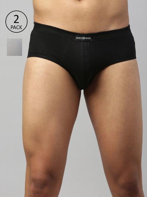 dixcy scott maximus black & ghost grey cotton regular fit briefs - pack of 2