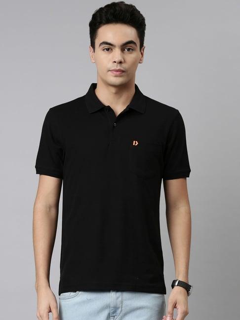 dixcy scott maximus black cotton regular fit polo t-shirt