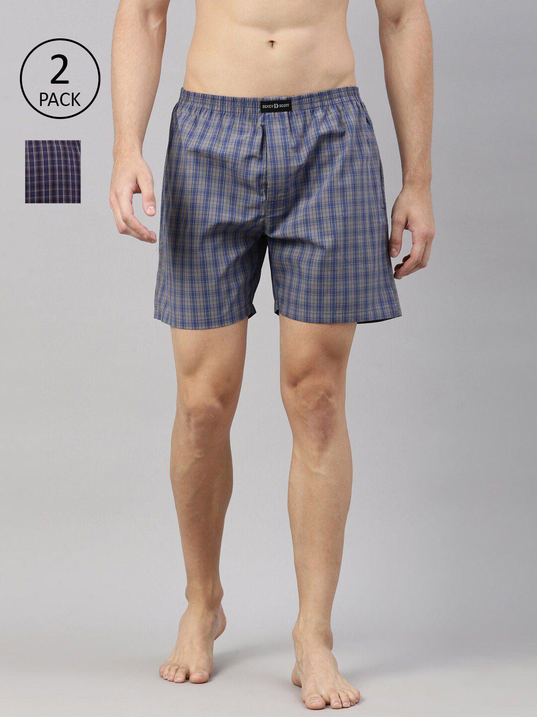 dixcy scott maximus men assorted pack of 2 checked pure cotton boxers maxbo-007