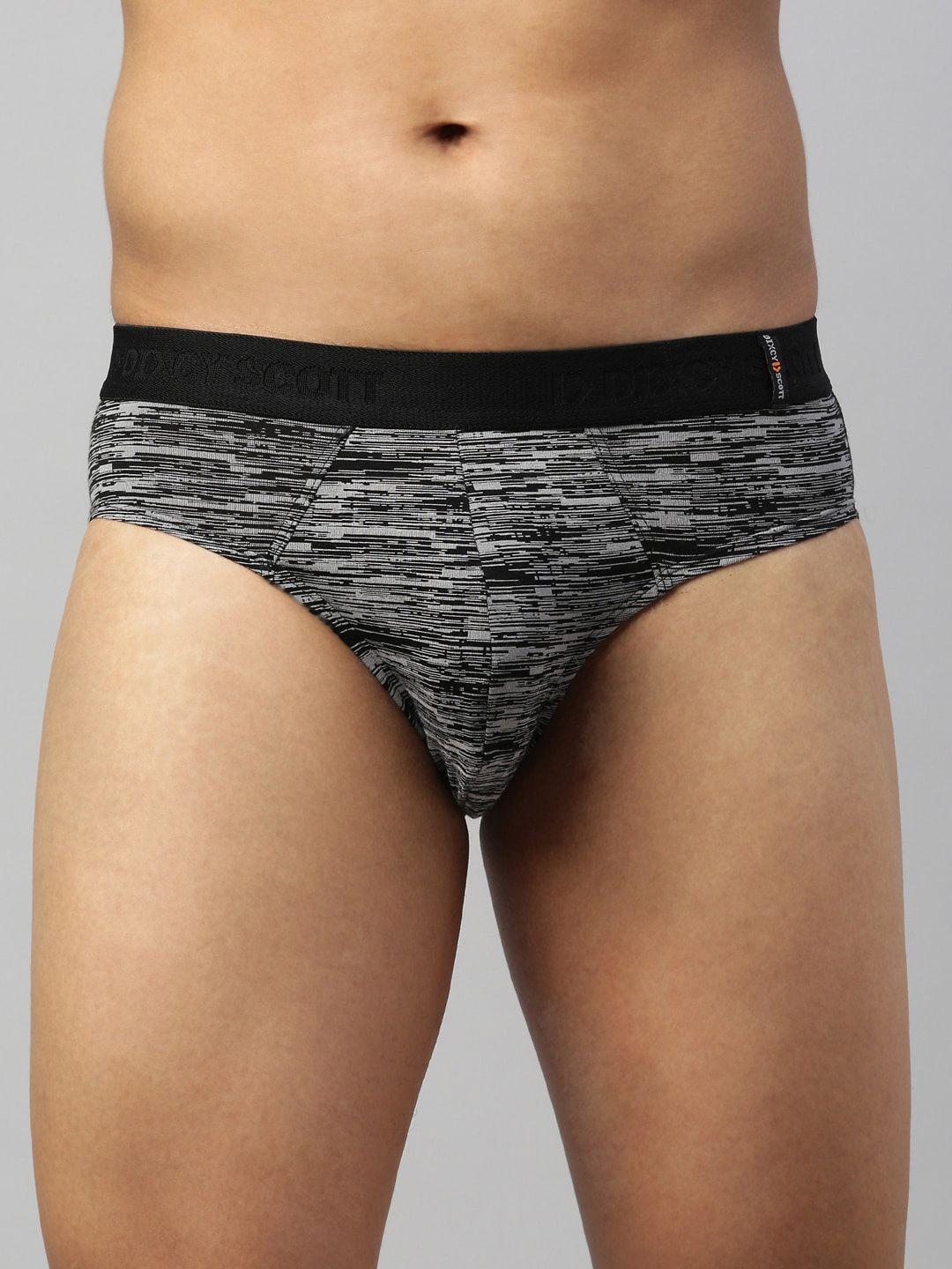 dixcy scott maximus men black & grey printed pure cotton basic briefs maxb-005-zest brief-p1