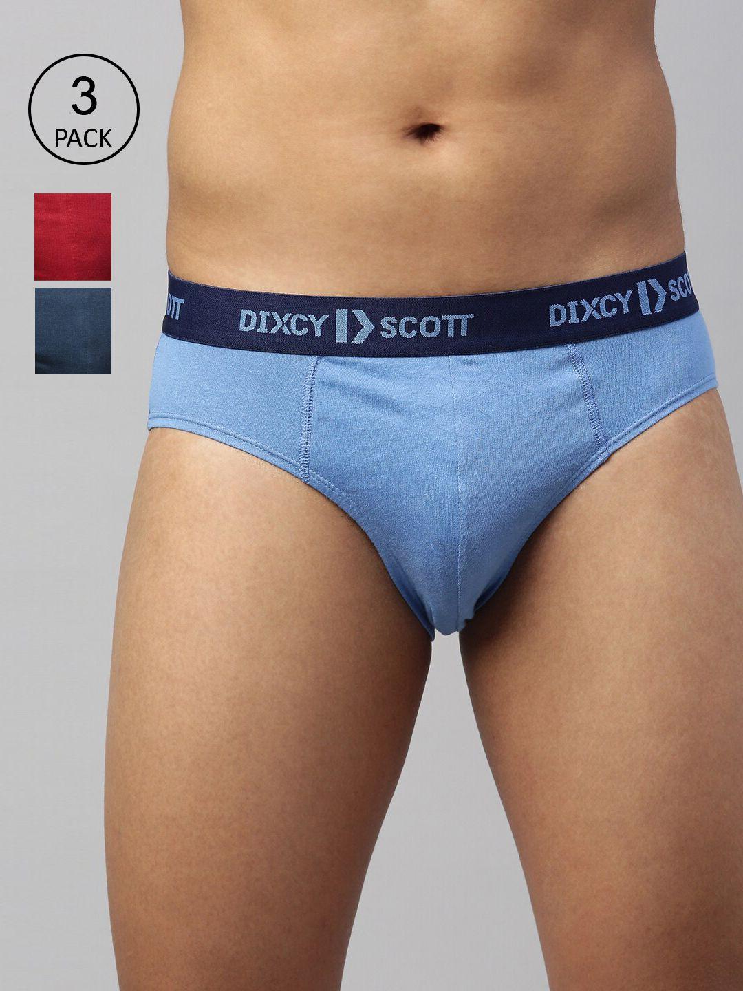 dixcy scott maximus men pack of 3 blue & red navy blue solid basic briefs