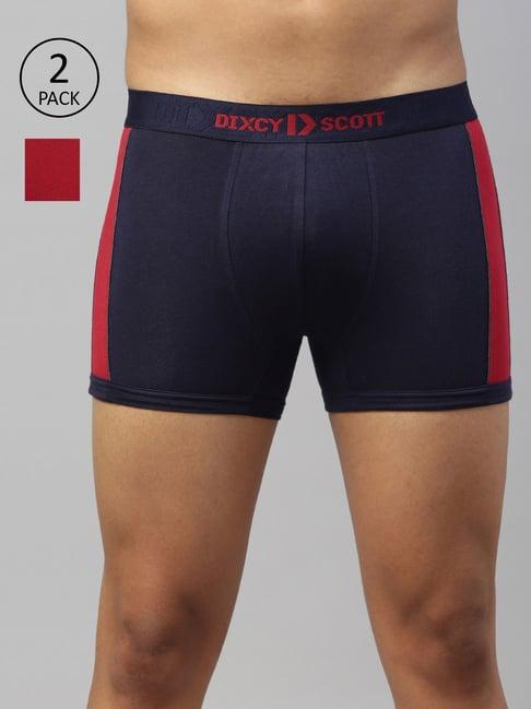 dixcy scott maximus navy & barbados cherry regular fit trunks - pack of 2