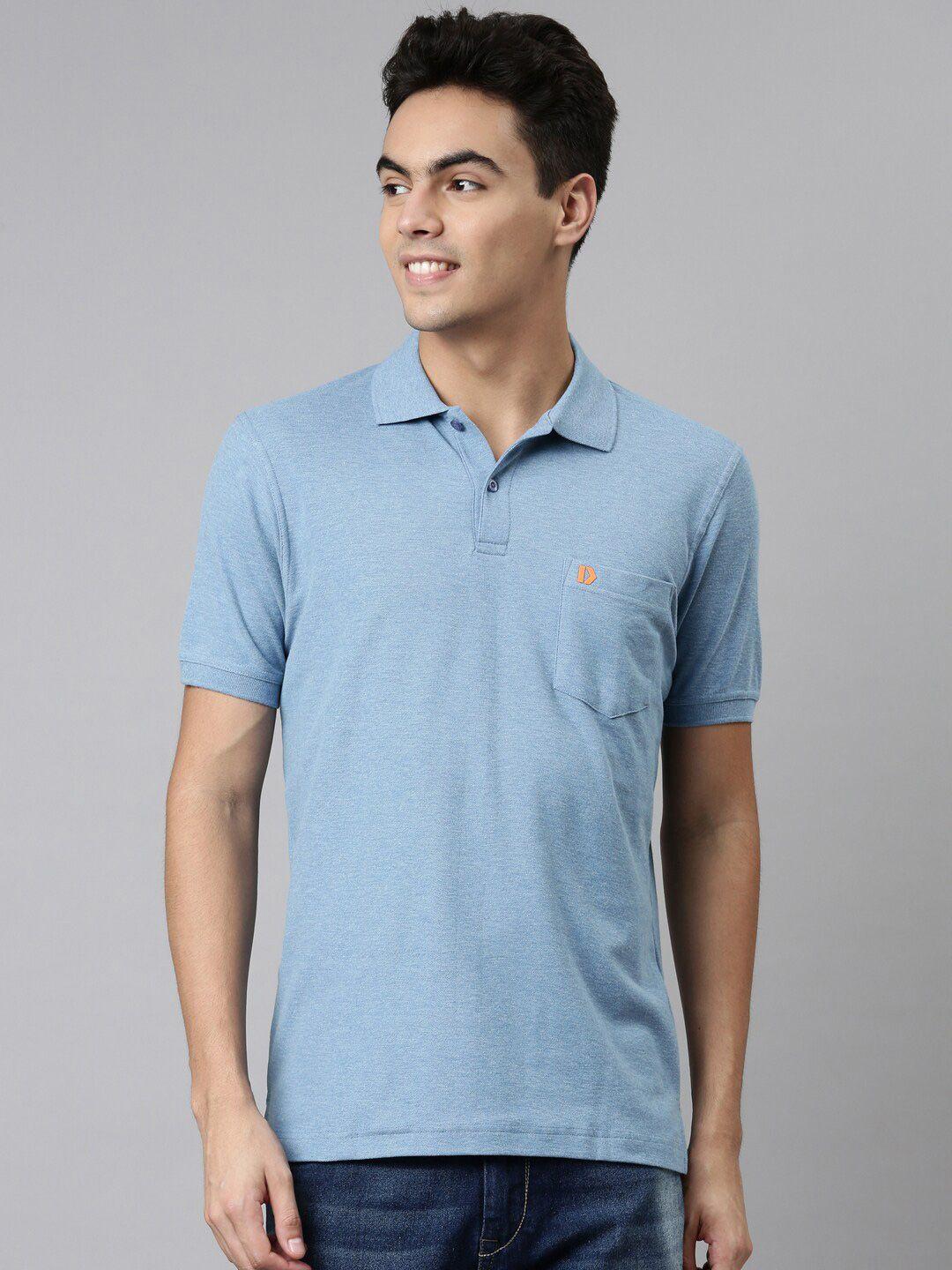 dixcy scott men blue polo collar t-shirt