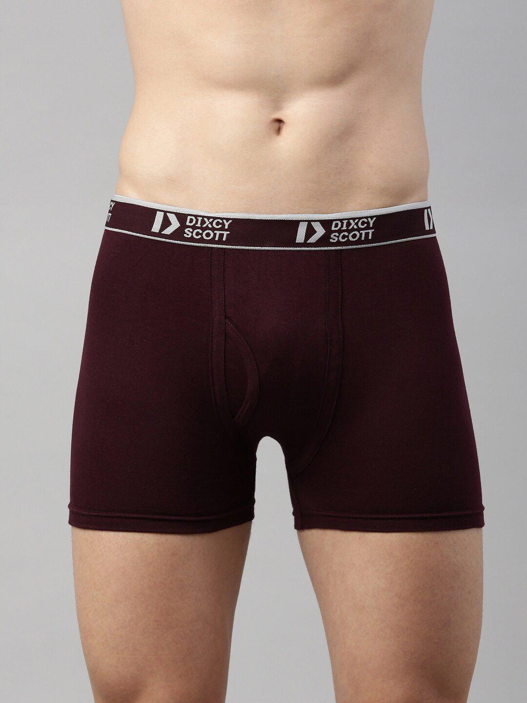 dixcy scott men burgundy solid pure cotton trunk dso-cross trunk-p1