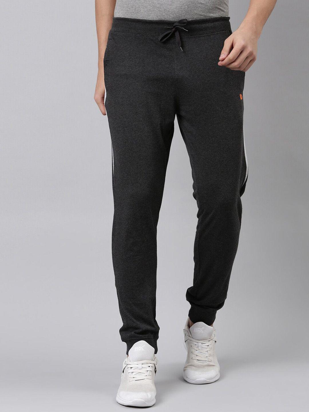 dixcy scott men charcoal grey solid cotton joggers