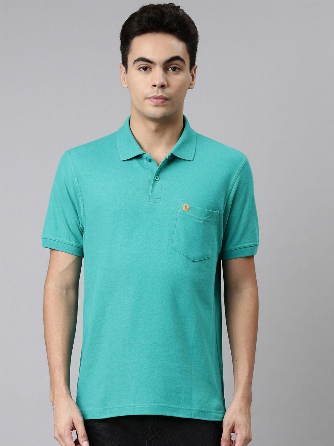 dixcy scott men green polo collar cotton t-shirt