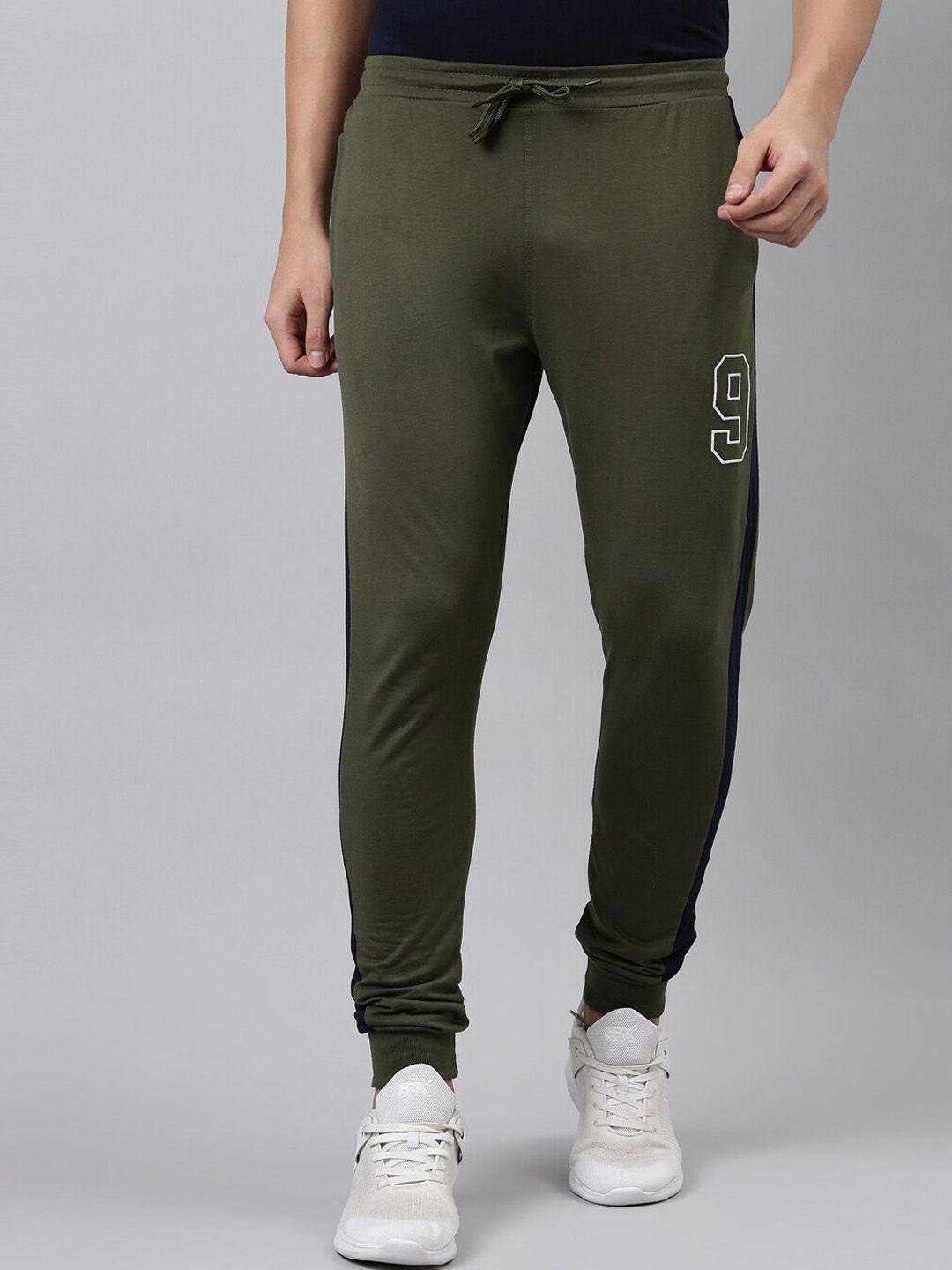 dixcy scott men green solid cotton joggers