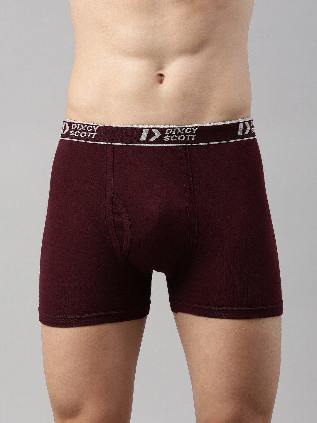 dixcy scott men maroon solid pure cotton trunks dso-titan trunk-p1