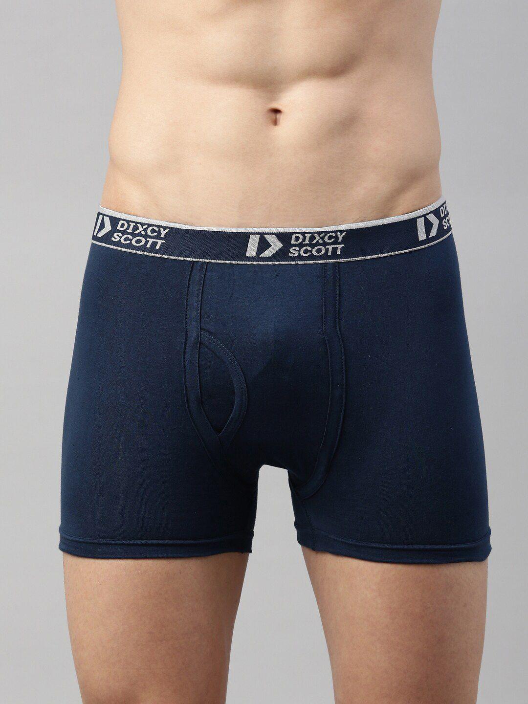 dixcy scott men navy blue solid pure cotton trunk dso-cross trunk-p1