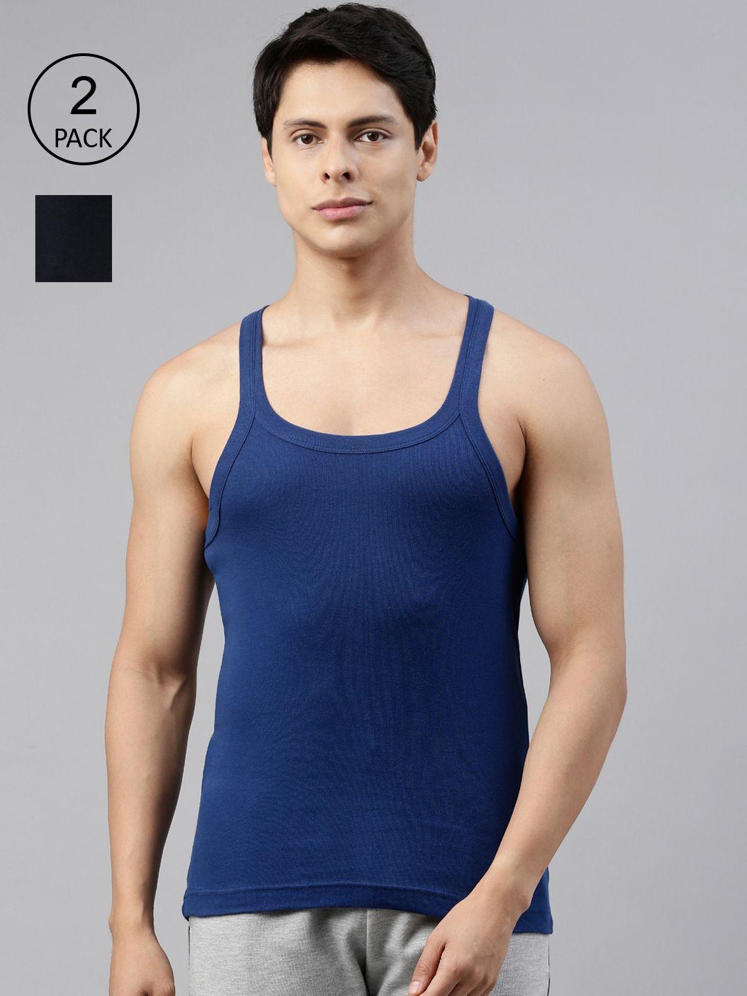 dixcy scott men pack of 2 solid cotton gym vest