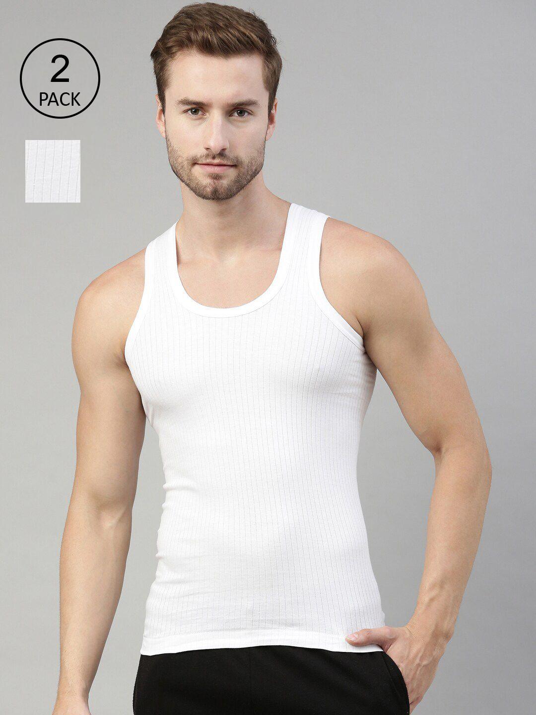 dixcy scott men pack of 2 solid cotton slim-fit innerwear vests