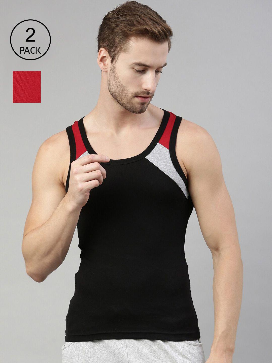 dixcy scott men pack of 2 solid pure cotton gym vests dso-bold gym vest b 999-p2