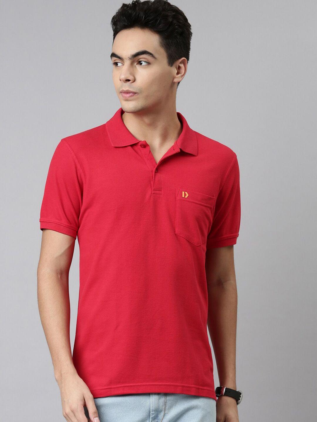 dixcy scott men red polo collar t-shirt
