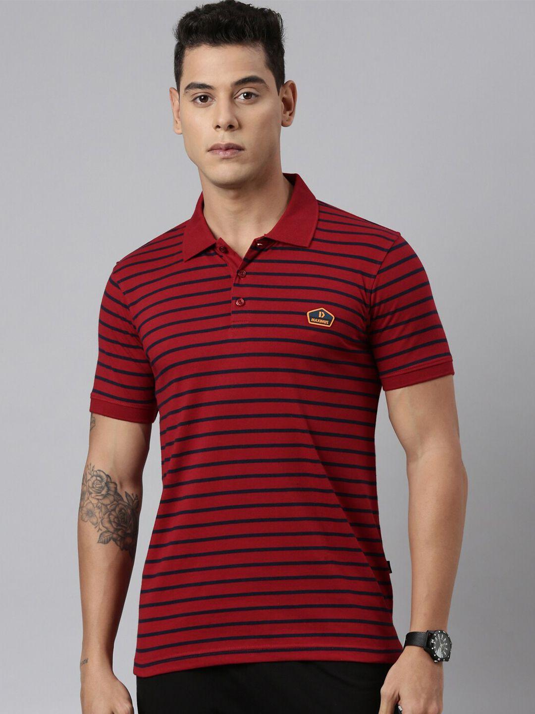 dixcy scott men red striped polo collar t-shirt