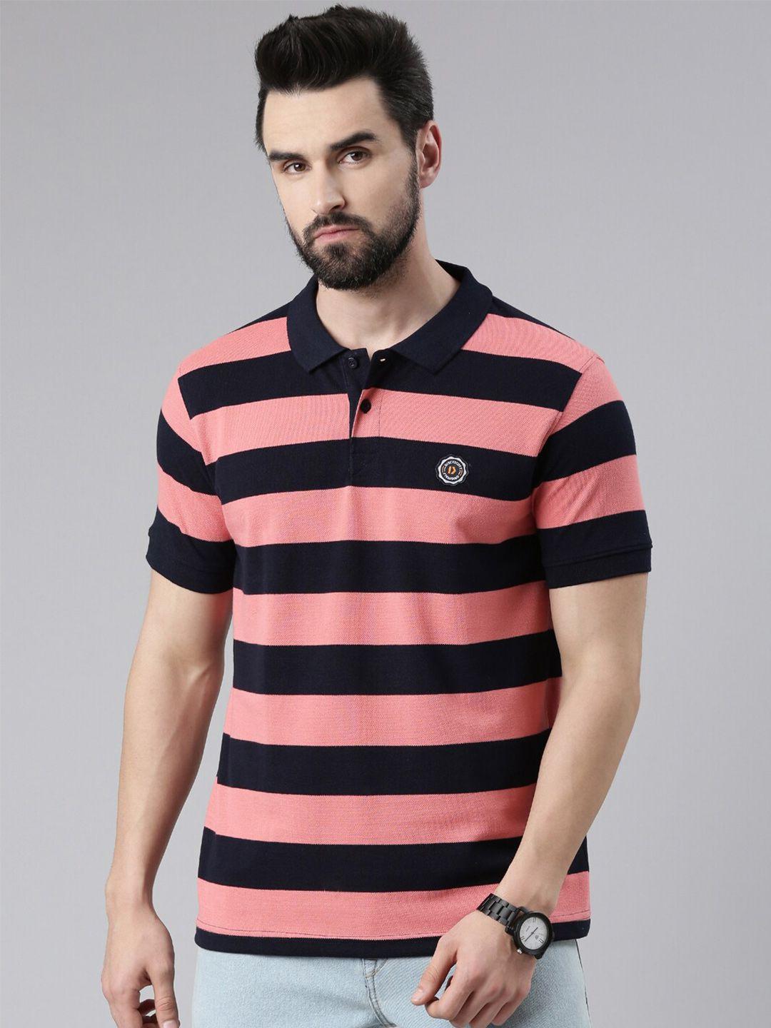 dixcy scott men striped polo collar t-shirt