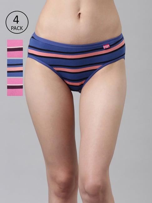 dixcy scott slimz assorted striped bikini panty (pack of 4)