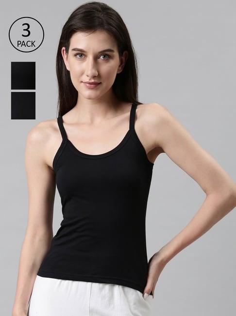 dixcy scott slimz black cotton camisole (pack of 3)