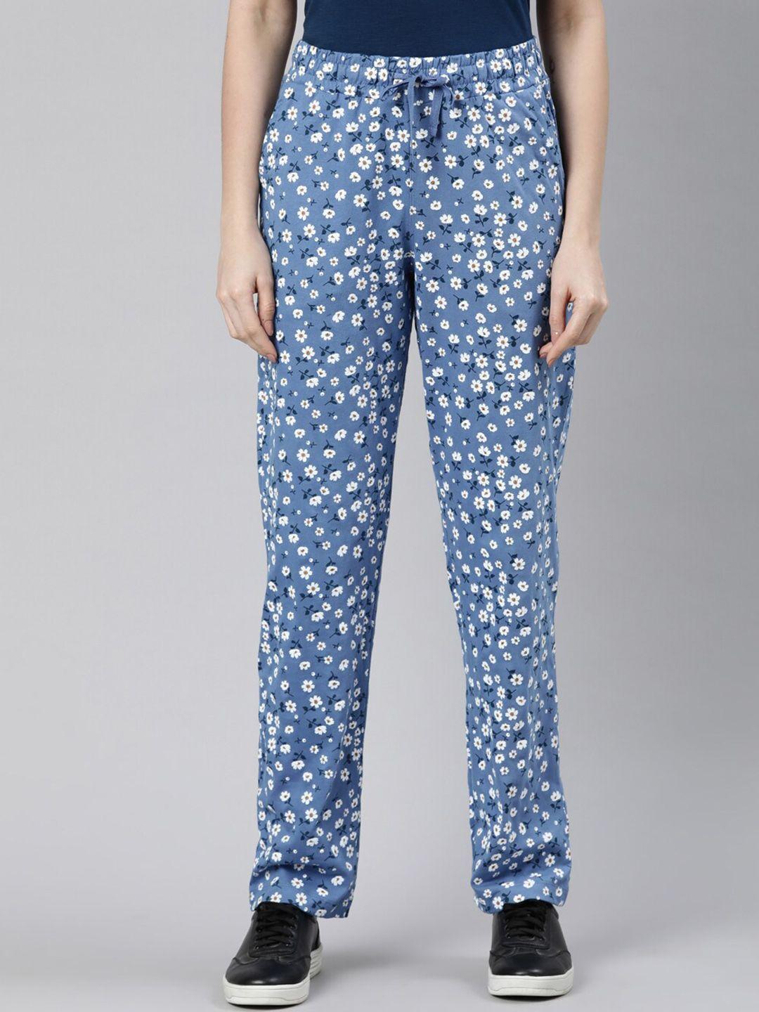 dixcy scott slimz women floral printed pure cotton relaxed-fit track pants