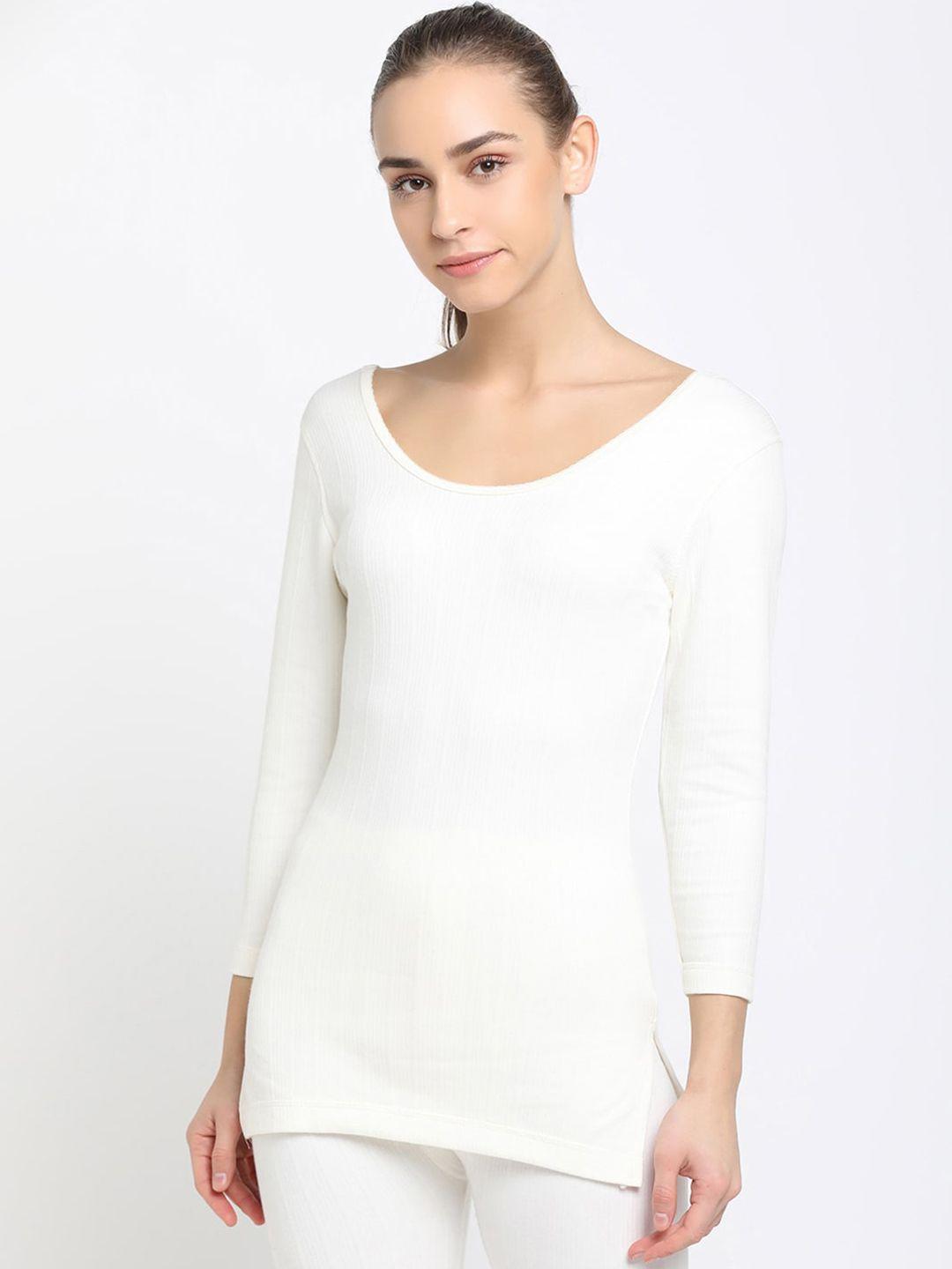 dixcy scott slimz women off white solid thermal top