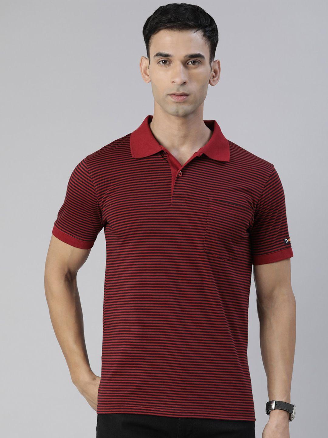 dixcy scott striped polo collar cotton t-shirt