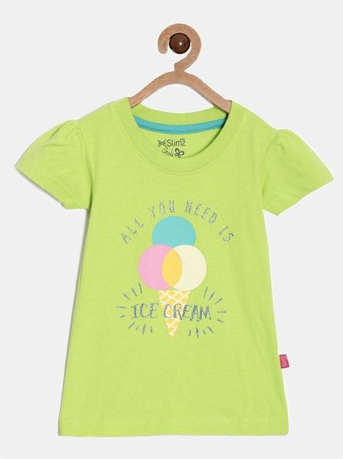 dixcy slimz kids lime green cotton printed t-shirt