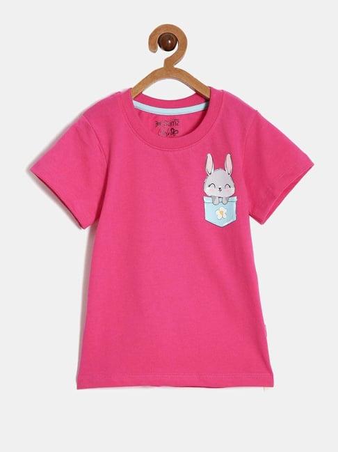 dixcy slimz kids pink cotton printed t-shirt