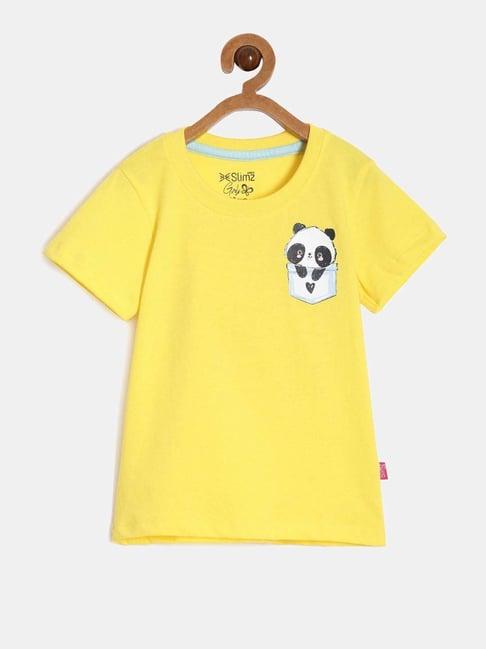 dixcy slimz kids yellow cotton printed t-shirt