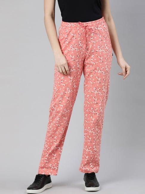 dixcy slimz pink cotton floral print track pants