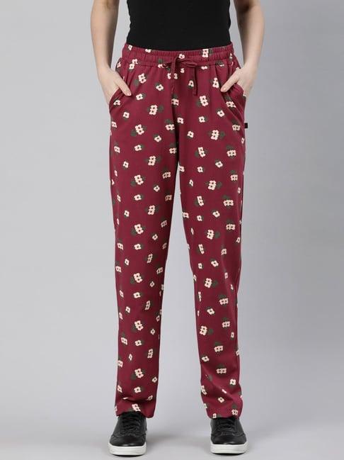 dixcy slimz red cotton floral print track pants