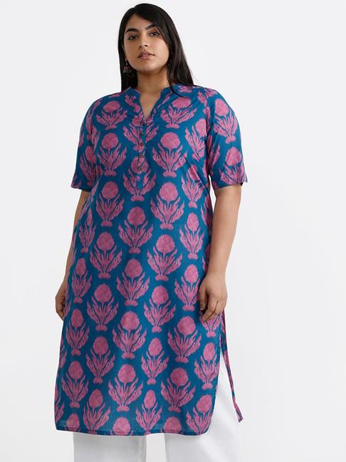 diza by westside big ikat printed navy blue kurta