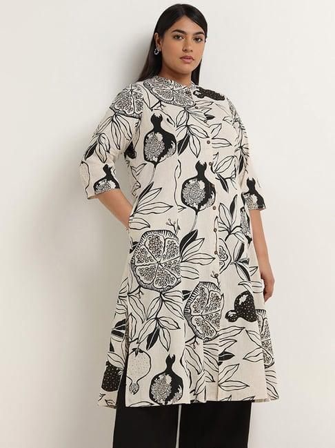 diza by westside black floral printed kurta