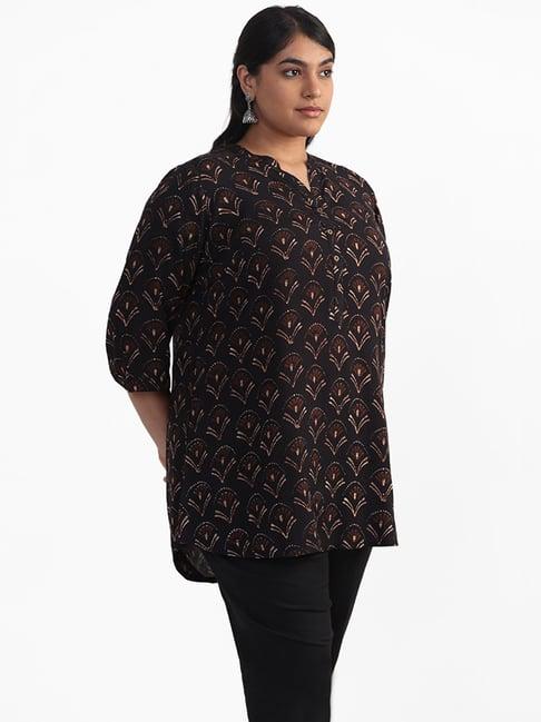 diza by westside black spring bud printed tunic