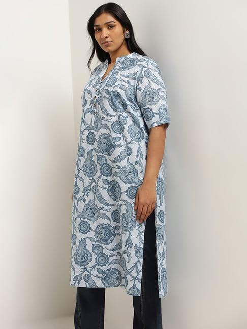 diza by westside blue floral jaal printed kurta