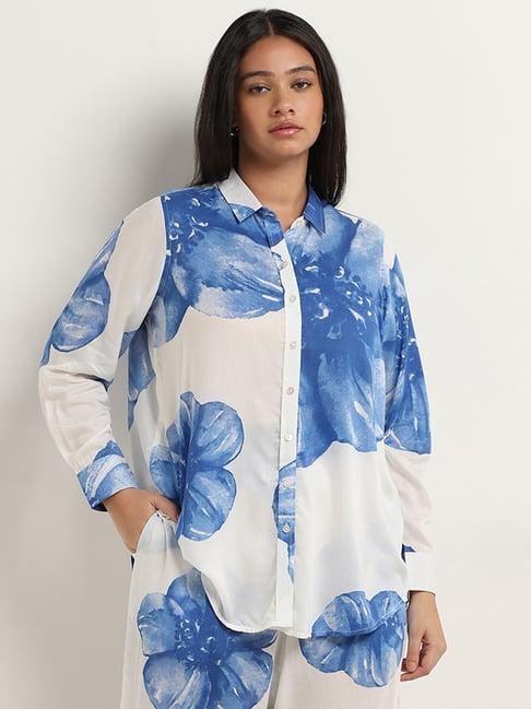 diza by westside blue floral printed tunic