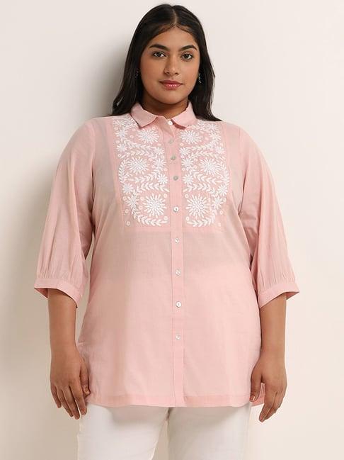 diza by westside blush pink embroidered tunic