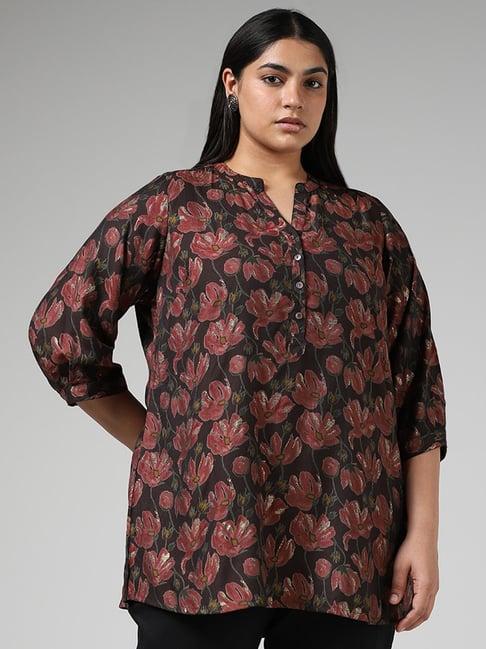 diza by westside brown floral printed tunic
