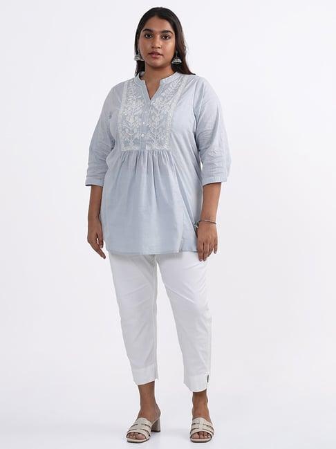 diza by westside embroidered blue kurta