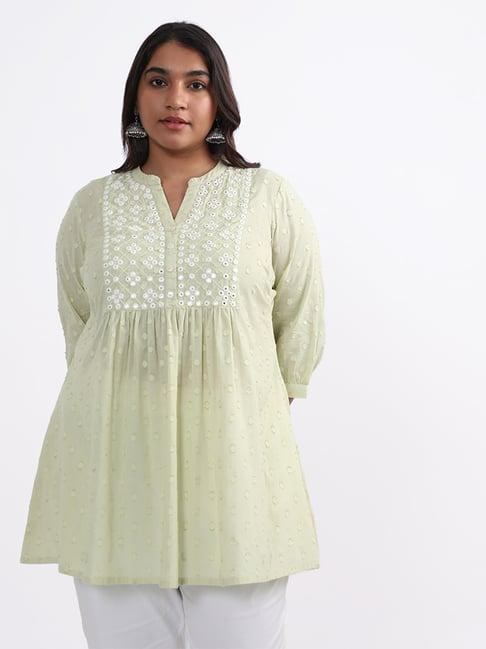 diza by westside embroidered lime-colored top