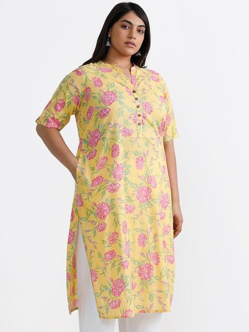 diza by westside floral printed yellow kurta