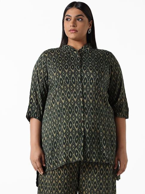 diza by westside geometric printed green shirt