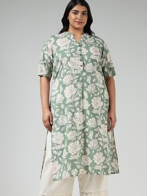 diza by westside green floral printed kurta