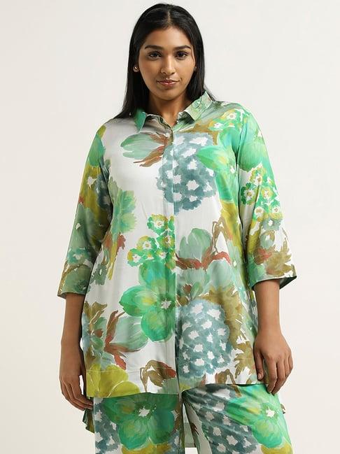 diza by westside green floral printed tunic