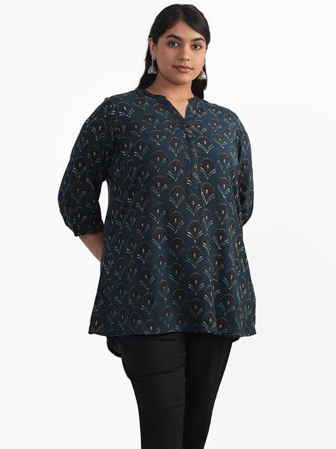 diza by westside green spring bud printed tunic