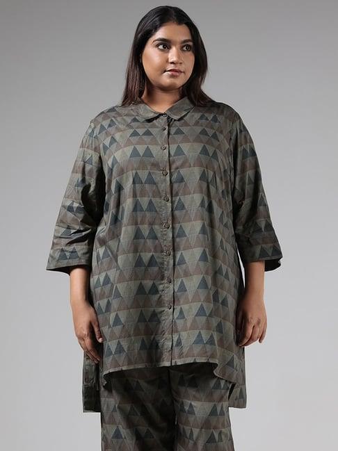 diza by westside grey geometric printed shirt