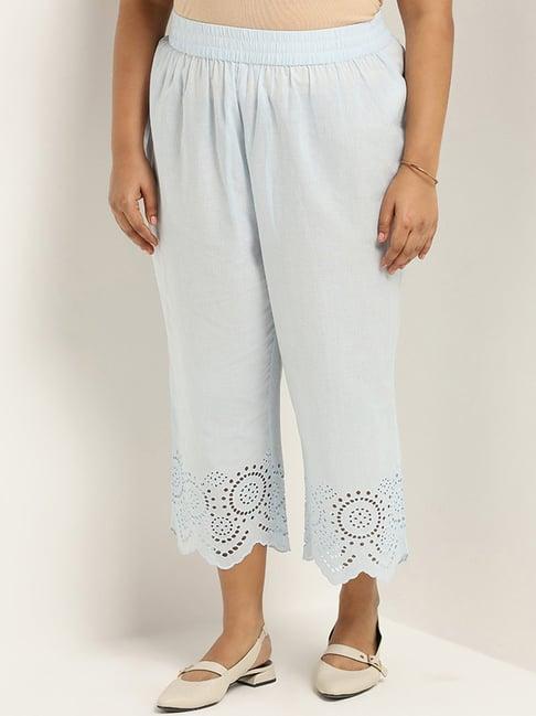 diza by westside light blue cutwork pants