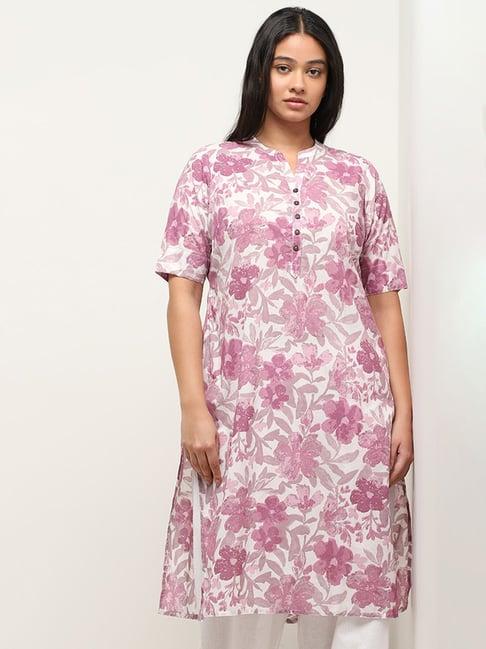 diza by westside lilac floral printed straight kurta