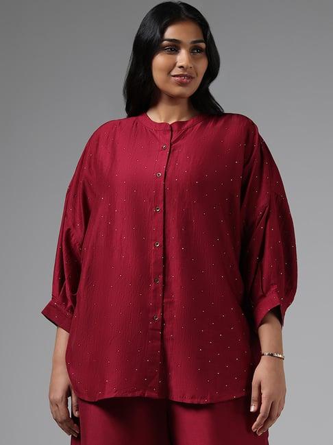 diza by westside magenta sequin shirt