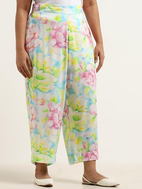 diza by westside multicolor floral wide-leg pants