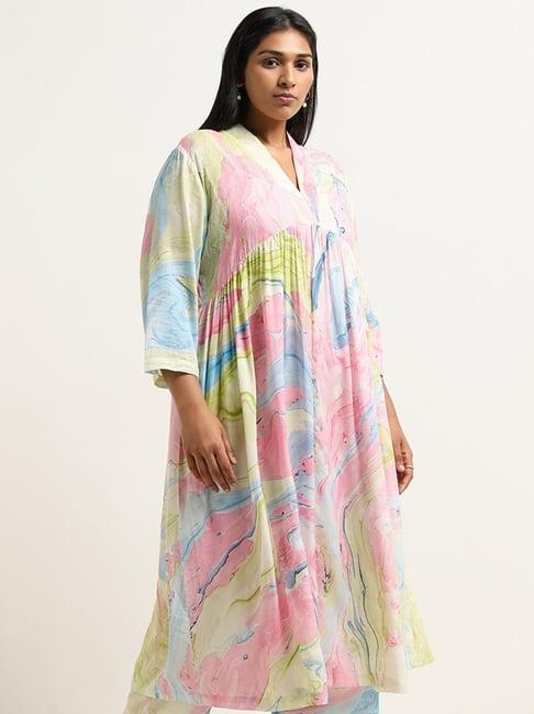 diza by westside multicolour marble pattern fit-and-flare kurta